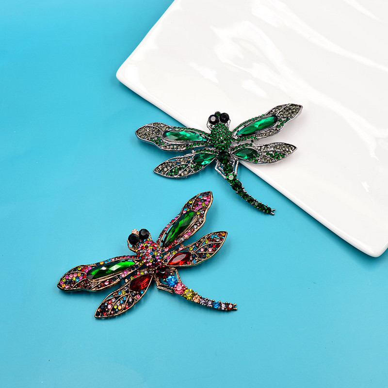 CINDY XIANG Broșe mari cu libelule cu strass pentru femei Broșă vintage pentru haine Pin Bijuterii cu insecte 8 culori disponibile cadou