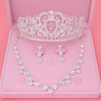 Gorgeous Heart Wedding Tiara σετ κοσμημάτων Diadem Shiny Bridal Crown Queen Tiaras Σετ κοσμημάτων με κρυστάλλινα μαλλιά με στρας