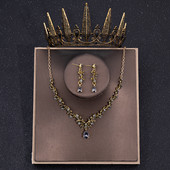 Baroka kristāla kāzu juvelierizstrādājumu komplekts Vintage Rhinestone Tiara kroņa kaklarotas auskaru komplekts sievietēm Līgavas ballītei Līgavu rotu komplekts