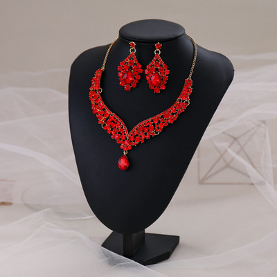 Luksuzna kristalna svadbena ogrlica, set naušnica za žene, svadbena zabava, ogrlica s kamenčićima, set naušnica, svadbeni set nakita, poklon