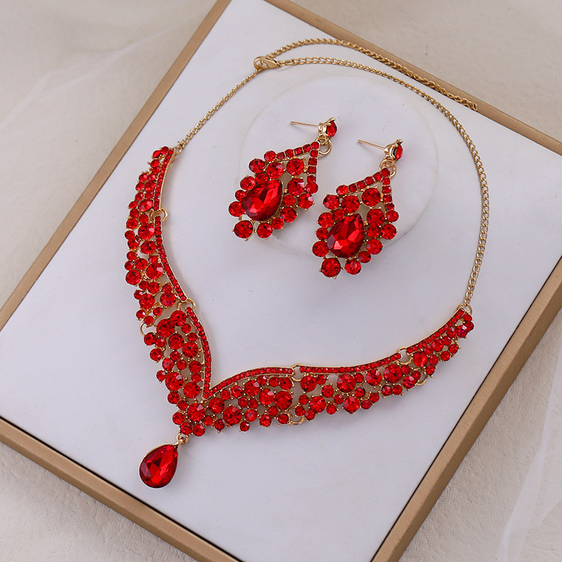 Luksuzna kristalna svadbena ogrlica, set naušnica za žene, svadbena zabava, ogrlica s kamenčićima, set naušnica, svadbeni set nakita, poklon