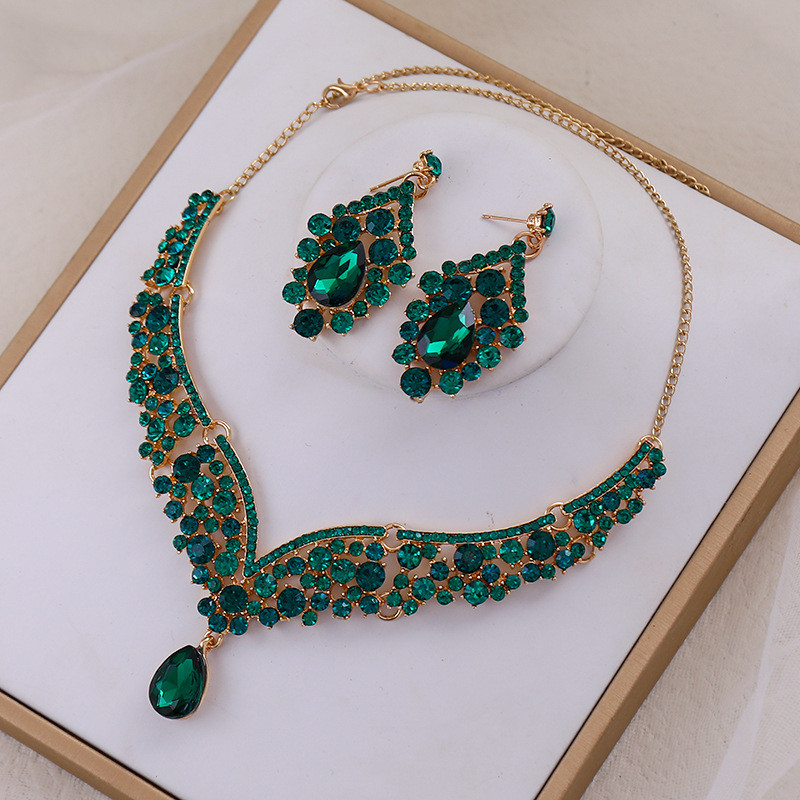 Luksuzna kristalna svadbena ogrlica, set naušnica za žene, svadbena zabava, ogrlica s kamenčićima, set naušnica, svadbeni set nakita, poklon