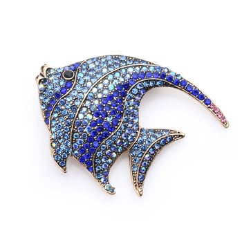 Wuli&baby Sparkling Rhinestone Fish Καρφίτσες Γυναικείες μεταλλικές 3χρωμες Flat Fish Office Casual καρφίτσες καρφίτσας Δώρα