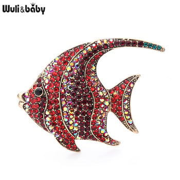 Wuli&baby Sparkling Rhinestone Fish Καρφίτσες Γυναικείες μεταλλικές 3χρωμες Flat Fish Office Casual καρφίτσες καρφίτσας Δώρα