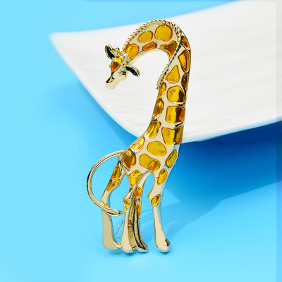 CINDY XIANG Broșe mari cu girafe emailate pentru femei, cu design animal viu, accesorii de lux de înaltă calitate, stil de toamnă