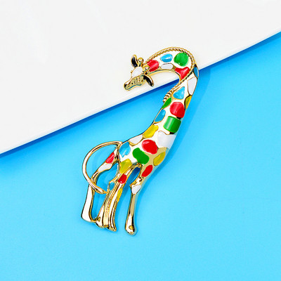 CINDY XIANG Broșe mari cu girafe emailate pentru femei, cu design animal viu, accesorii de lux de înaltă calitate, stil de toamnă