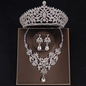 Seturi de bijuterii de mireasa de cristal de lux pentru femei baroc cu strass tiara coroana set de cercei set de accesorii de bijuterii de nunta