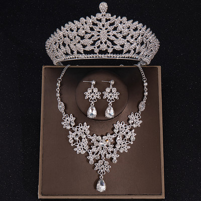 Seturi de bijuterii de mireasa de cristal de lux pentru femei baroc cu strass tiara coroana set de cercei set de accesorii de bijuterii de nunta