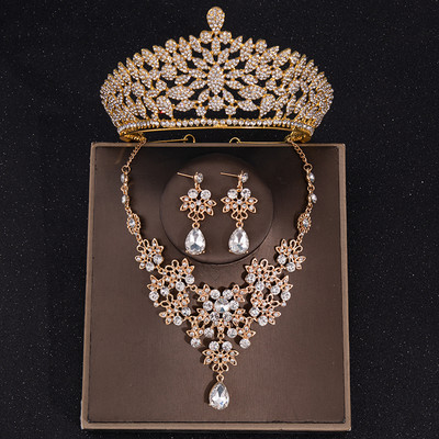 Seturi de bijuterii de mireasa de cristal de lux pentru femei baroc cu strass tiara coroana set de cercei set de accesorii de bijuterii de nunta