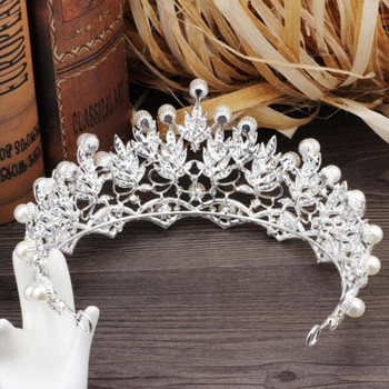 Σετ Νυφικά κοσμήματα Crystal Pearl Κολιέ Σκουλαρίκι Tiara Σετ στεφάνι για γυναίκες Bride Party Queen Σετ κοσμημάτων γάμου