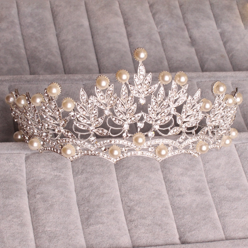 Kristallpärlitest pruudi ehete komplekt Rhinestone kaelakee kõrvarõnga tiaara kroonikomplekt naistele pruudipeo kuninganna pulma ehete komplekt