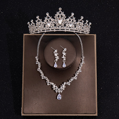 Barokkstüümid pruudi ehtekomplektid kivikristallidest tiaara kroonkõrvarõngad kaelakee pulmapruud luksuslik ehtekomplekt peokink
