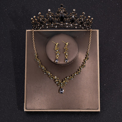 Barokkstüümid pruudi ehtekomplektid kivikristallidest tiaara kroonkõrvarõngad kaelakee pulmapruud luksuslik ehtekomplekt peokink