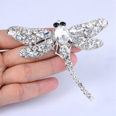 Kristály Vintage szitakötő brossok Női Nagy Rovar Bross Pin Divat Ruha Kabát Kiegészítők Aranyos ékszerek
