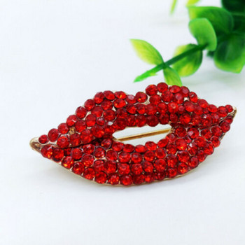 Κορεάτικο Rhinestone Red Lips Καρφίτσα Υπέροχα κοσμήματα Υψηλής ποιότητας γυναικείες καρφίτσες Καρφίτσα πόρπη σάλι Πολυτελές δώρο γάμου για κορίτσι