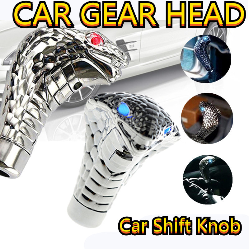 Automobilio pavarų perjungimo perjungimo rankenėlė svirties rankenėlė rankenėlė rankinė Cobra Chrome universalūs LED akiniai Snake keturių blyksčių režimas 1 rinkinys 2 spalvos