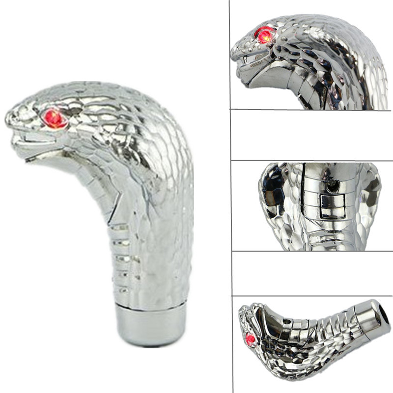 Automobilio pavarų perjungimo perjungimo rankenėlė svirties rankenėlė rankenėlė rankinė Cobra Chrome universalūs LED akiniai Snake keturių blyksčių režimas 1 rinkinys 2 spalvos