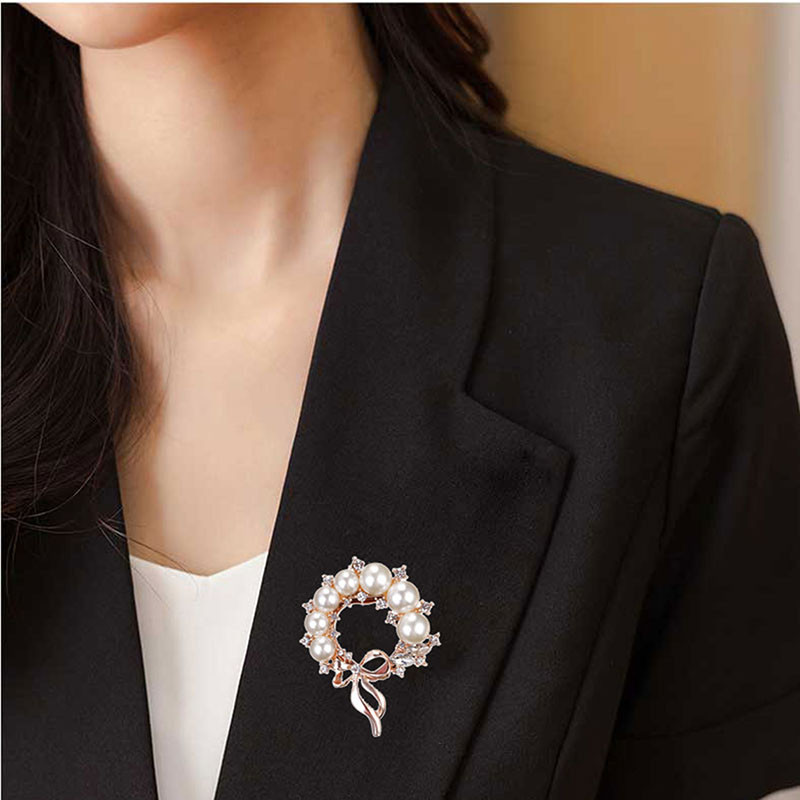 Naujos perlų ir kalnų krištolinio akmens sagės moterims Baroko stiliaus madingos, elegantiškos lanko sagės segės Vakarėlio vestuvinės dovanos