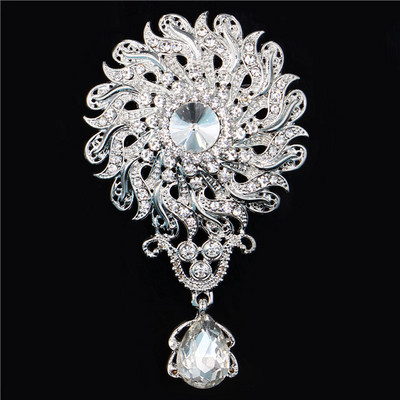 DIEZI Vintage zlatno-srebrni kristalni broševi za vjenčanje, ženske svečane haljine, vjenčani buket s kamenčićima, pribadače za broš u obliku kapi vode