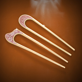Модерна метална U-образна пръчка за коса Държач за опашка Аксесоари за коса за жени Сребърен златен цвят Проста черупка Корейски вилици Фиби
