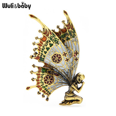 Wuli&baby Vintage Butterfly Wings Fairy καρφίτσες Γυναικείες καρφίτσες καρφίτσας από ποιοτικό σμάλτο 2 χρώματα 2021 Δώρο κοσμημάτων σχεδιαστών Angel