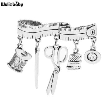 Wuli&baby Vintage Tailor Scissors Καρφίτσα καρφίτσες Tailor Tape Tulers Εργαλεία Καρφίτσες Κοσμήματα Δώρο 2021 Αξεσουάρ μόδας