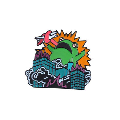 Broșă de groază Broască Noutate Animale creative Ace email Distruge orașul Denim Rucsac Insigna Artă Ace de rever Bijuterii Cadou pentru prieteni