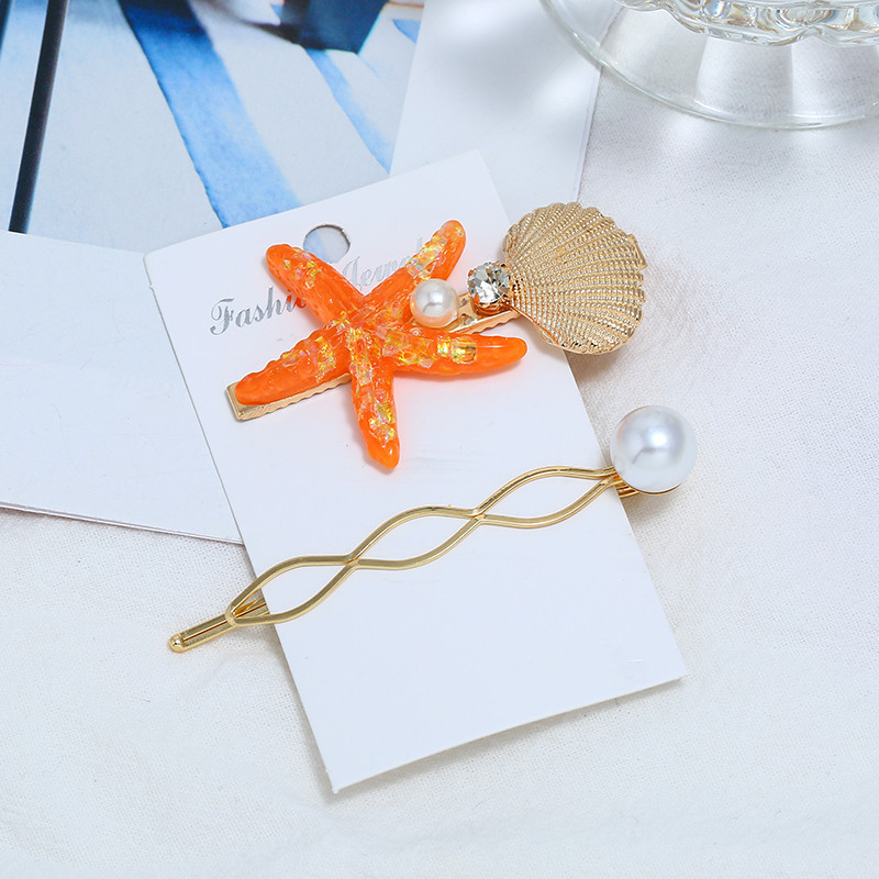 Бохо фиби за жени Бохемски бижута 2019 Голяма морска звезда Метална обвивка Златни игли Щипка Аксесоари за коса Плажен стил Перлени щипки