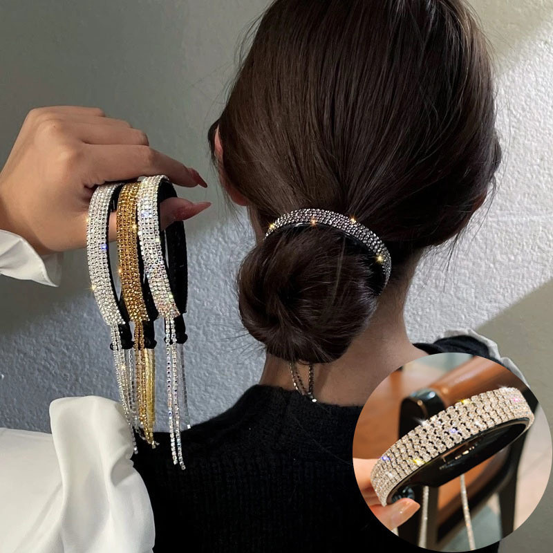 Agrafă de lux cu strasuri strălucitoare, ciucuri, tendință, clemă de păr pentru femei, suport pentru coadă de cal din plastic, accesorii pentru păr pentru femei, 2022, nou