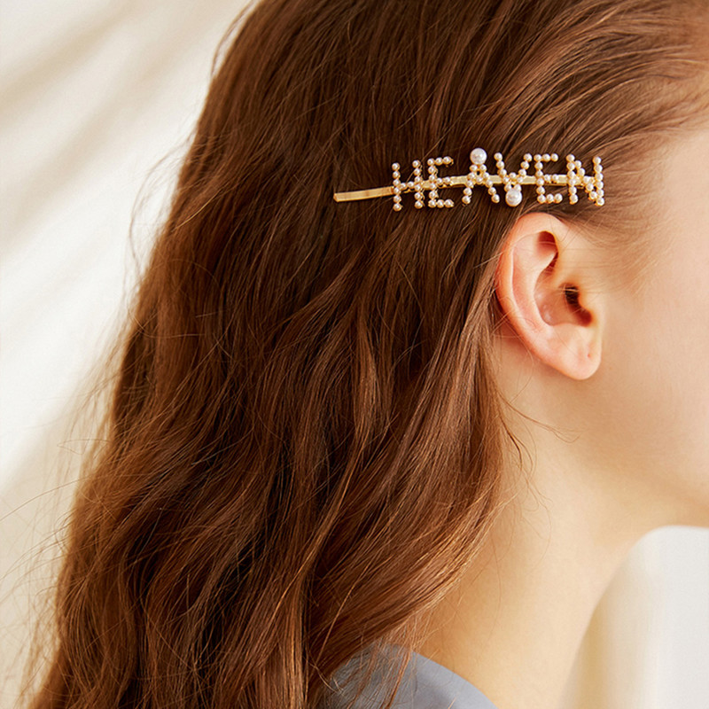 Ace de păr cu literă nouă Accesorii de păr pentru femei Bijuterii de modă Agrafe de păr perle simulate Girls Love Gold Grips de păr 9 stiluri
