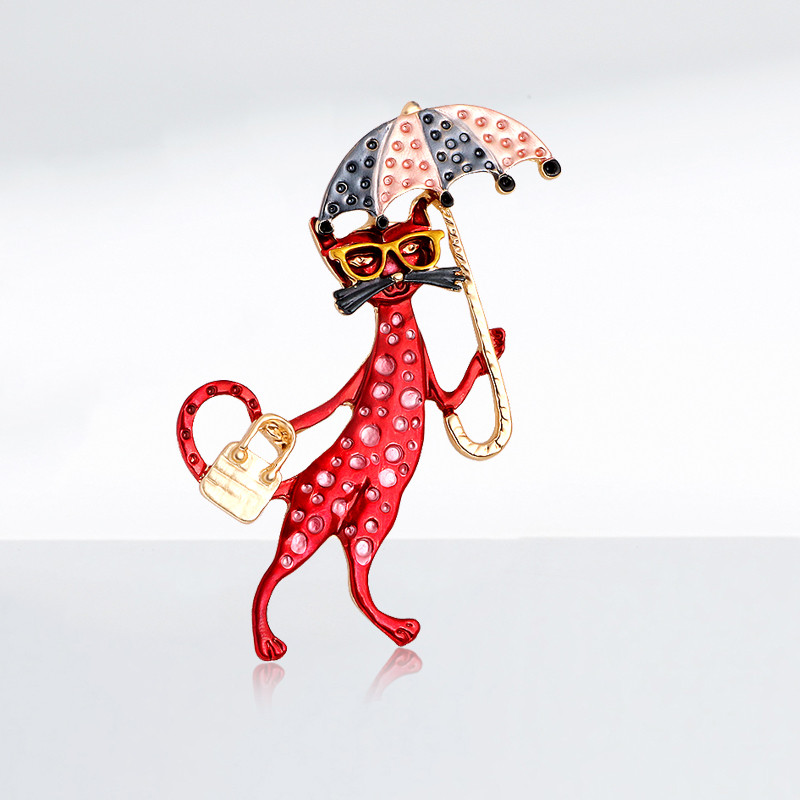 Wuli&baby Broșe de pisică pentru geantă și umbrelă sexy pentru femei, broșă casual pentru birou, în 3 culori, cadouri