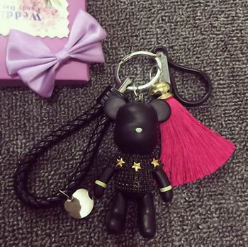 Χειροποίητο DIY Craft Rhinestone Bomgom Tassels Cartoon Popobe Gloomy Bear Μπρελόκ Χαριτωμένο τσαντάκι Charm Holder Cartoon Resin Keychain