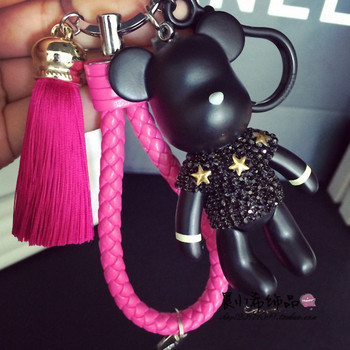 Χειροποίητο DIY Craft Rhinestone Bomgom Tassels Cartoon Popobe Gloomy Bear Μπρελόκ Χαριτωμένο τσαντάκι Charm Holder Cartoon Resin Keychain