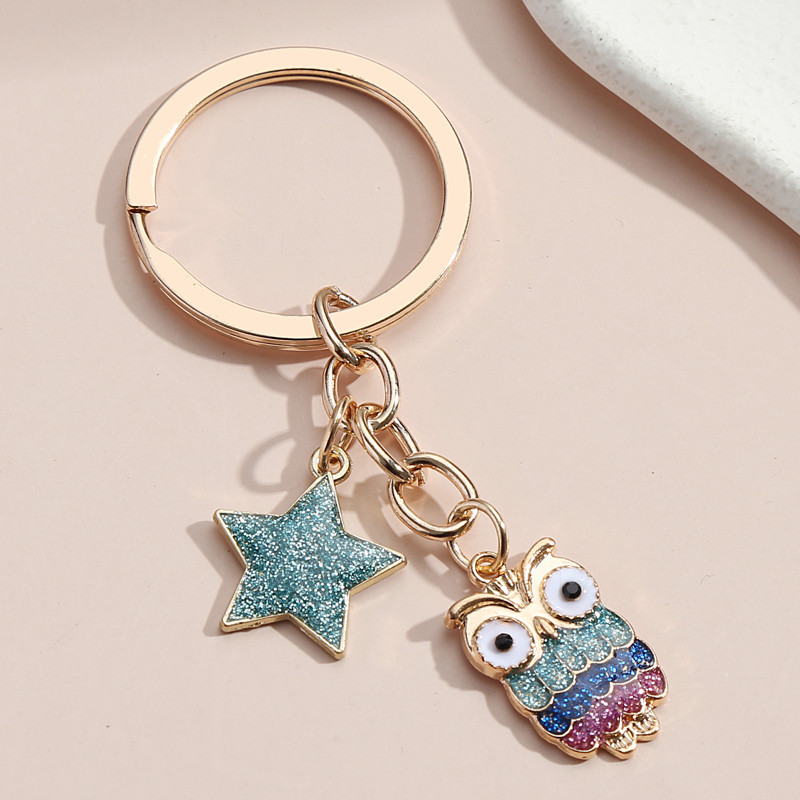 Breloc drăguț Owl Star Breloc Chei Night Owl Breloc Animal Cadouri pentru femei Bărbați Accesoriu geantă Chei de mașină Bijuterii lucrate manual