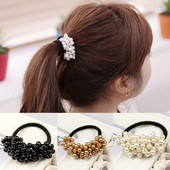 Scrunchie elegant pentru femei, la modă, cu perle de imitație, suport pentru coadă de cal, benzi elastice de păr pentru fete, accesorii pentru păr, frânghie