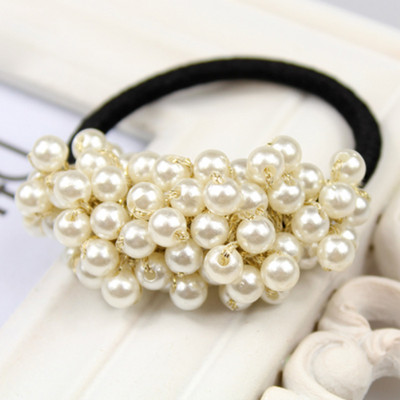 Scrunchie elegant pentru femei, la modă, cu perle de imitație, suport pentru coadă de cal, benzi elastice de păr pentru fete, accesorii pentru păr, frânghie