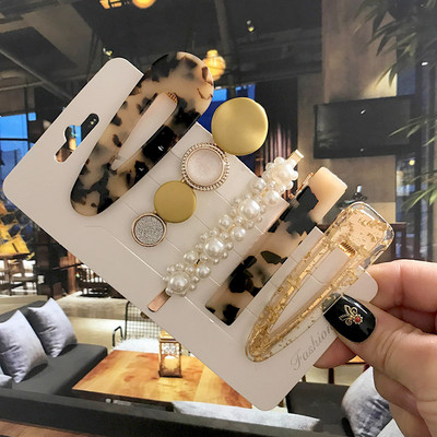 1 set de accesorii de păr pentru femei, suport elastic pentru coadă de cal, benzi de cauciuc pentru copii, barete de perle simulate pentru fete, cleme de păr 2020