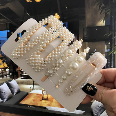 1 set de accesorii de păr pentru femei, suport elastic pentru coadă de cal, benzi de cauciuc pentru copii, barete de perle simulate pentru fete, cleme de păr 2020