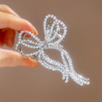 Korea Large Pearl Hair Claw Clip за жени Инструмент за дебела коса Butterfly Bowknot Gold Metal Geometric Hair Clamp Аксесоари