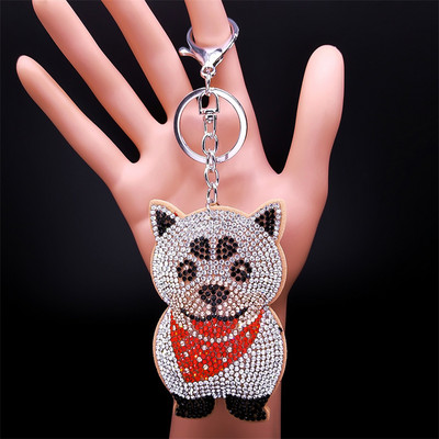 Mood Chihuahua koera kristallist võtmehoidja kott Aksessuaarid naistele Kollane kuldne võtmehoidja Ehted llaveros para mujer K2502S01