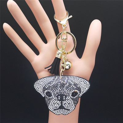 Mood Chihuahua koera kristallist võtmehoidja kott Aksessuaarid naistele Kollane kuldne võtmehoidja Ehted llaveros para mujer K2502S01