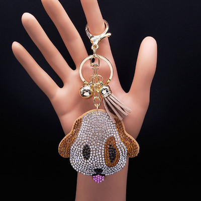 Mood Chihuahua koera kristallist võtmehoidja kott Aksessuaarid naistele Kollane kuldne võtmehoidja Ehted llaveros para mujer K2502S01