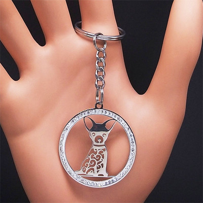 Mood Chihuahua koera kristallist võtmehoidja kott Aksessuaarid naistele Kollane kuldne võtmehoidja Ehted llaveros para mujer K2502S01