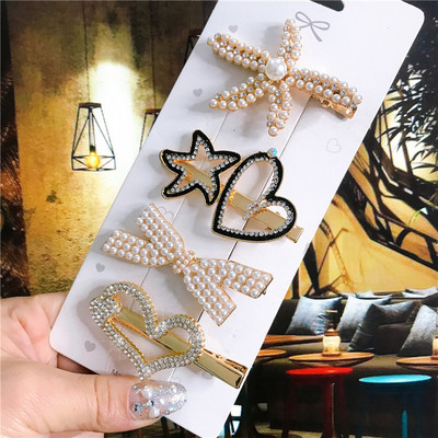 4 buc. Accesorii pentru păr, auriu, argintiu, set de agrafe de păr, vintage, pene, stele de mare, cristal, perle, ac de păr pentru femei, la modă, 2021