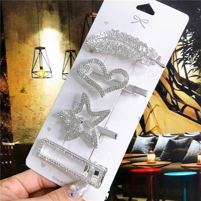 4 buc. Accesorii pentru păr, auriu, argintiu, set de agrafe de păr, vintage, pene, stele de mare, cristal, perle, ac de păr pentru femei, la modă, 2021