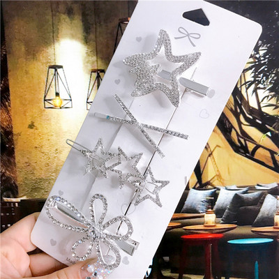 4 buc. Accesorii pentru păr, auriu, argintiu, set de agrafe de păr, vintage, pene, stele de mare, cristal, perle, ac de păr pentru femei, la modă, 2021