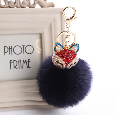 Charms Crystal Faux Fox Fur Keychain Дамски дрънкулки Чанти за окачване Автомобилен ключодържател Ключодържател Играчка Подаръци Llaveros Бижута Висулки