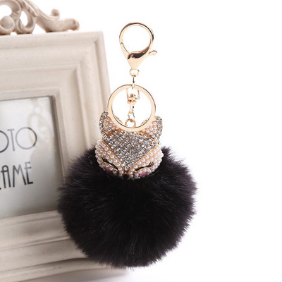 Charms Crystal Faux Fox Fur Keychain Дамски дрънкулки Чанти за окачване Автомобилен ключодържател Ключодържател Играчка Подаръци Llaveros Бижута Висулки