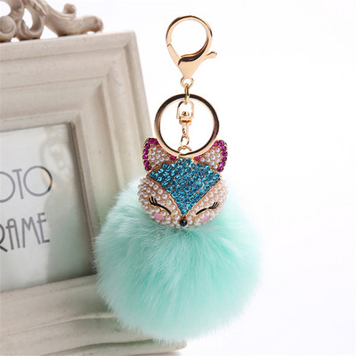 Charms Crystal Faux Fox Fur Keychain Дамски дрънкулки Чанти за окачване Автомобилен ключодържател Ключодържател Играчка Подаръци Llaveros Бижута Висулки