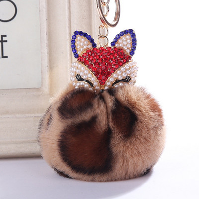 Charms Crystal Faux Fox Fur Keychain Дамски дрънкулки Чанти за окачване Автомобилен ключодържател Ключодържател Играчка Подаръци Llaveros Бижута Висулки